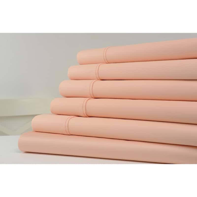 Kathy Ireland 1200 Thread Count 6 Piece Cotton Rich Sheet Set - Queen - Salmon