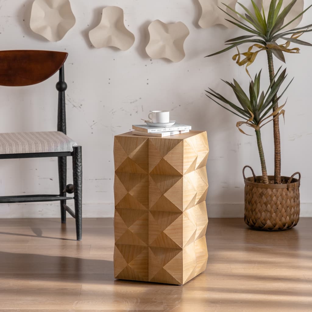 23.62"Height Three-dimensional Embossed Pattern Design Retro Side Table Retro Furniture