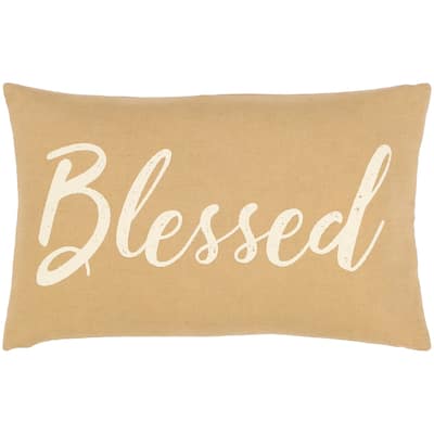 Artistic Weavers Brighton Neutral "Blessed" 13x20-inch Lumbar Throw Pillow Cover- Cover Only
