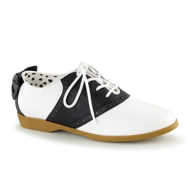 Womens Black & White Bow Saddle Costume Shoes