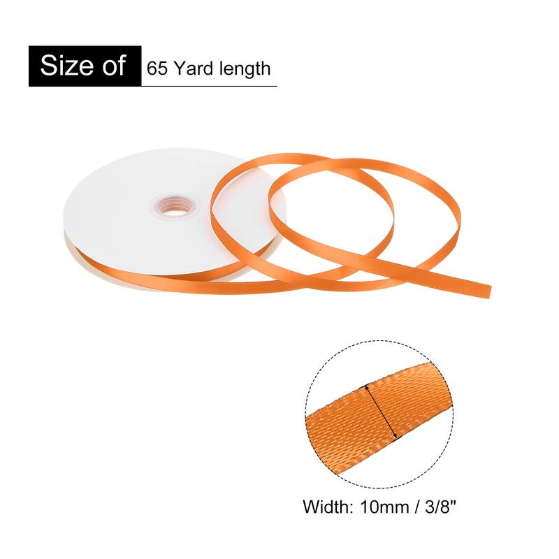 Satin Ribbon Grosgrain Valentine Solid Double Face Wedding Ribbon - Orange - 3/8" x 65 Yard