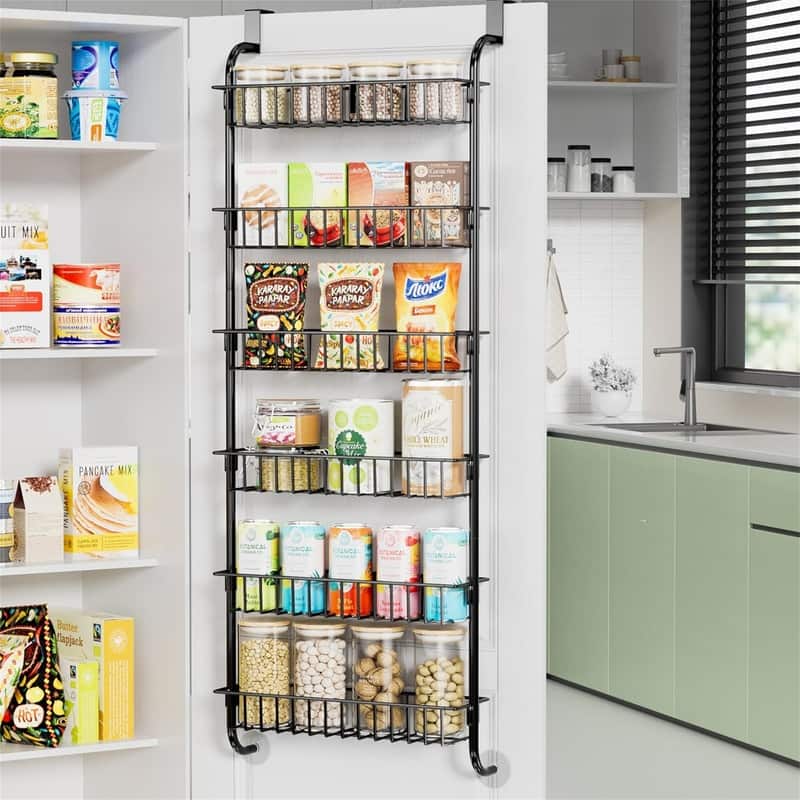 6-Tier Kichen Organizer and Storage - 6.2"D x 15.3"W x 60.8"H - Black - 6.2"D x 15.3"W x 60.8"H