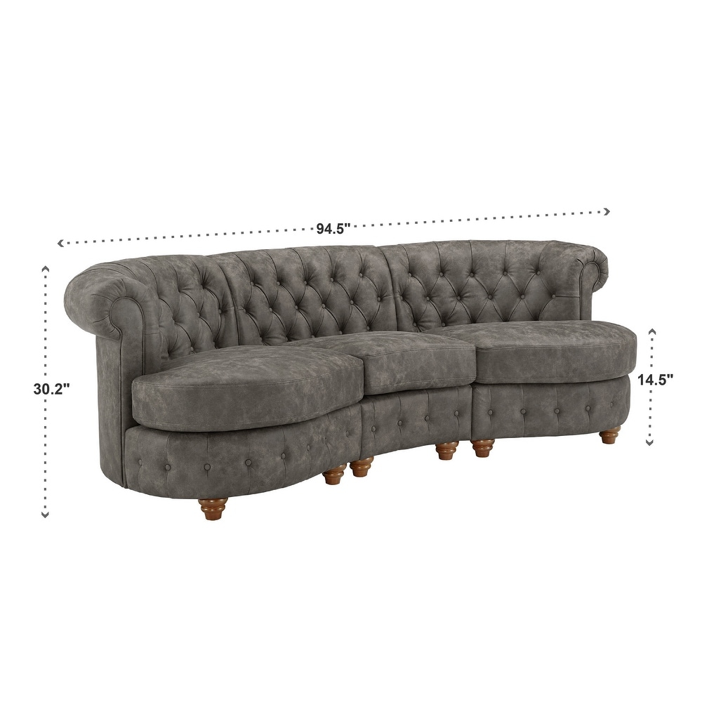 flyout slide 3 of 34, Morgan Tufted Scroll Arm Curved Chesterfield Sofa by iNSPIRE Q Bold