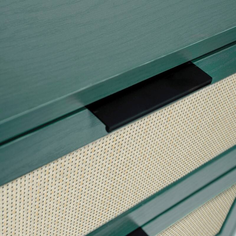 Wood Storage Cabinet with 3 Engineered Rattan Drawer Suitable for Bedroom,Living Room,Study