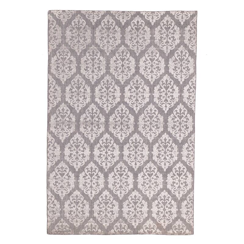 ECARPETGALLERY Hand Loomed Elysian Dark Grey Viscose, Wool Rug - 5'6 x 8'5