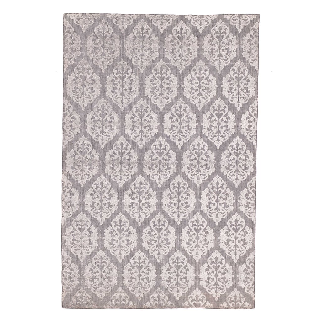 ECARPETGALLERY Hand Loomed Elysian Dark Grey Viscose, Wool Rug - 5'6 x 8'5