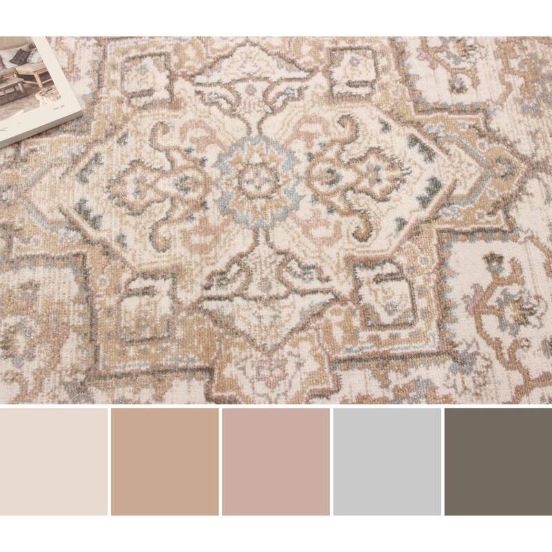 ECARPETGALLERY Machine Woven Stassie Ivory Area Rug
