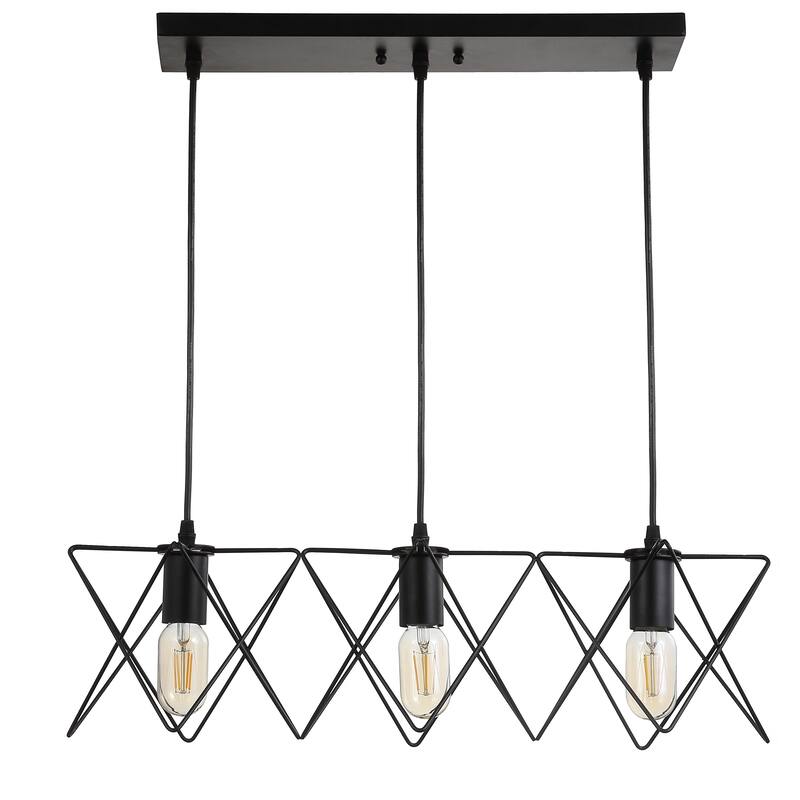 SAFAVIEH Lighting Cyndie Adjustable 3-Light Led Black Pendant - 24"x8.5"x10.3-82.3" - 24Wx9Dx82H