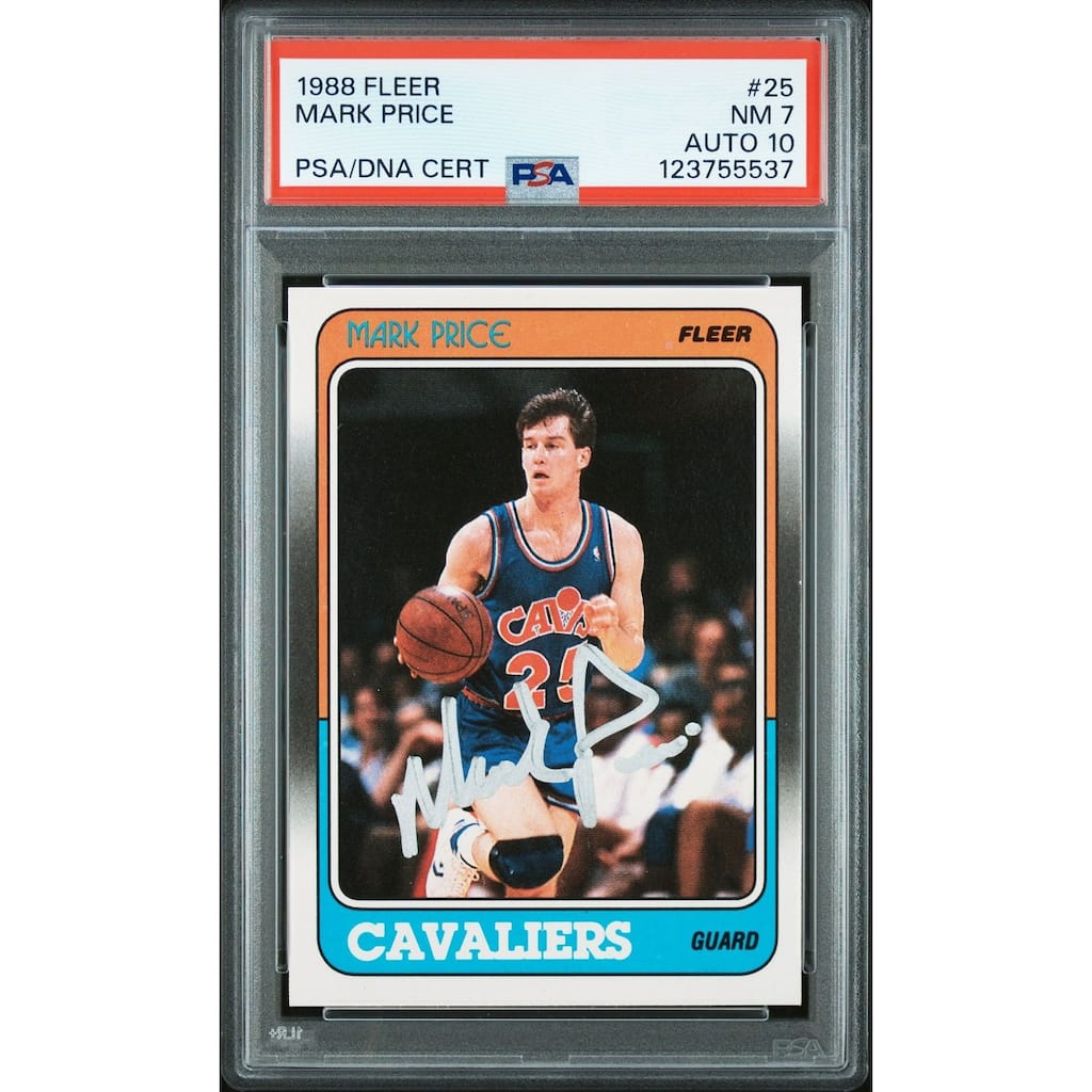 Mark Price 1988 Fleer Signed Basketball Rookie Card #25 Graded PSA 7 Auto 10 Cert # 123755537 - 8' x 11'