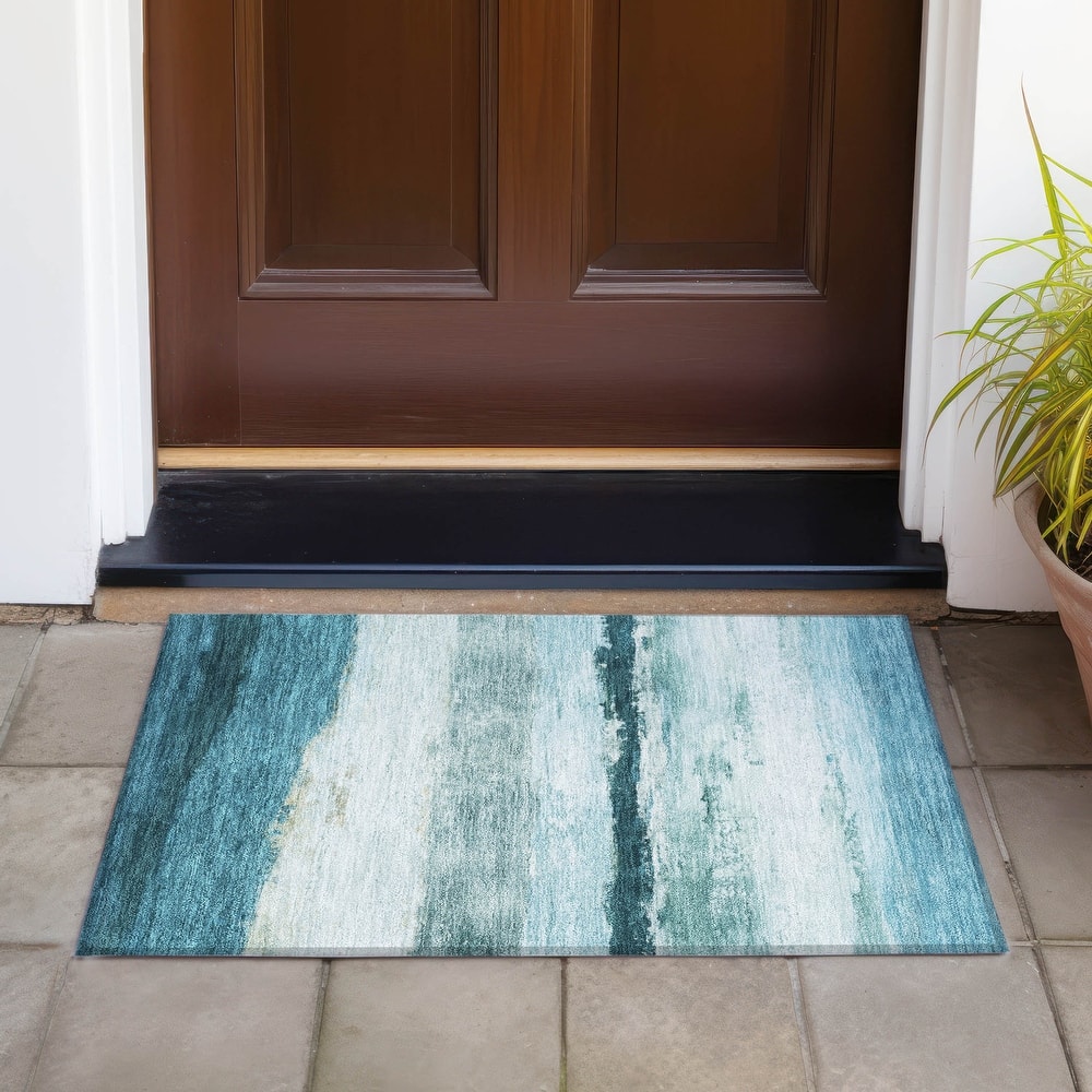 Machine Washable Indoor/Outdoor Watercolor Ombre Chantille Rug