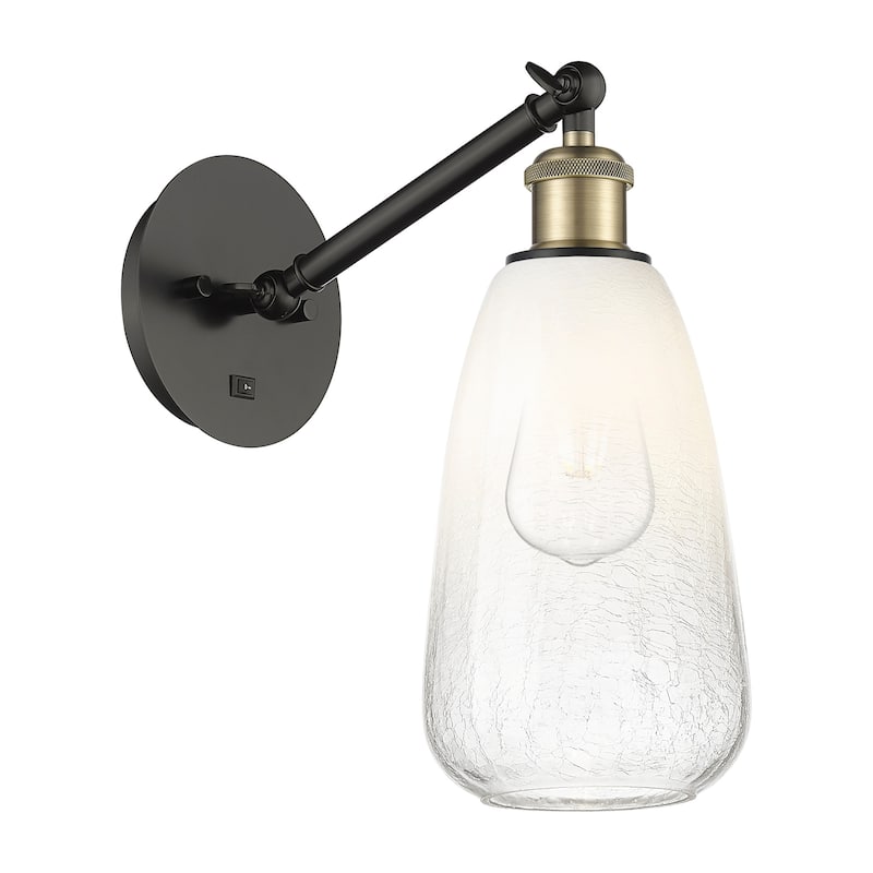 Innovations Lighting 317-1W-13-6 Brookhaven Almond Sconce Brookhaven - Black Antique Brass / Opal