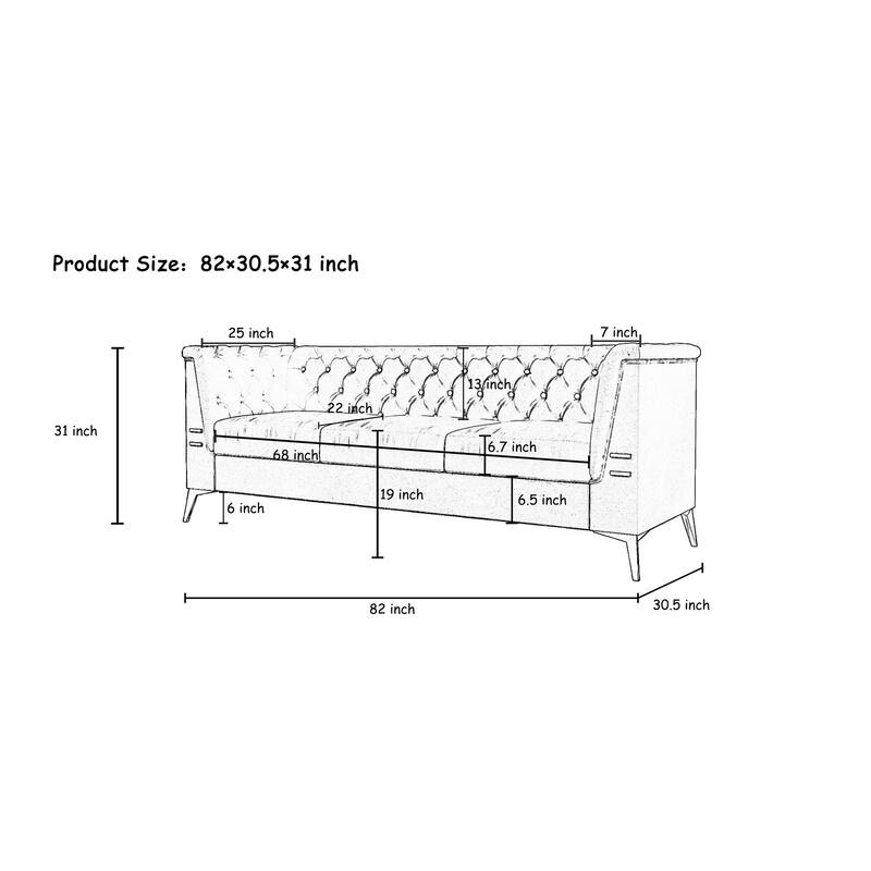 Velvet Sofa with Removable Cushion Solid Wood Legs Sofa Bed Bath