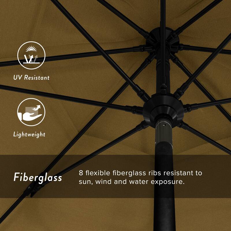 California Umbrella 11' Rd. Alum/Fiberglass Rib Patio Umb,Crank Lift/Collar Tilt, Dbl Wind Vent, Black Finish, Sunbrella Fabric