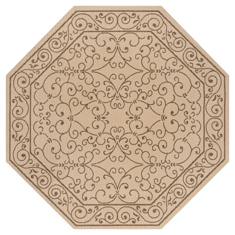 JONATHAN Y Filigree Textured Weave Indoor/Outdoor Area Rug - 5' Octagon - Beige/Brown