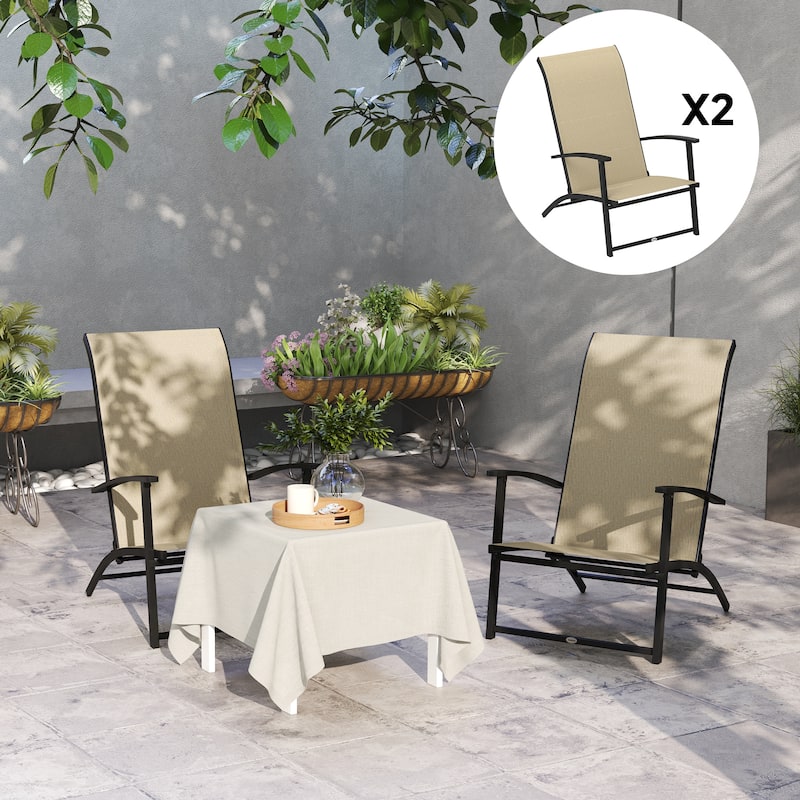 Metal Mesh Folding Patio Chairs Set of 2 with Armrests - 23.6" W x 31.9" D x 33.9" H