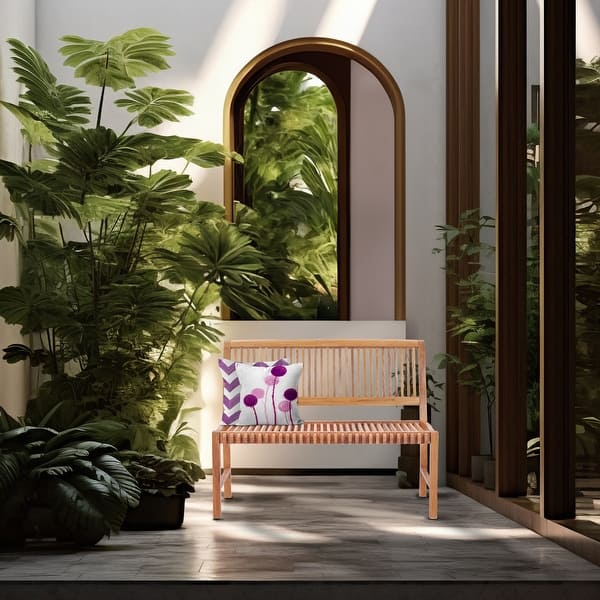 slide 2 of 7, Chic Teak Castle Outdoor Teak Wood Patio & Garden Bench without Arms, 4 foot