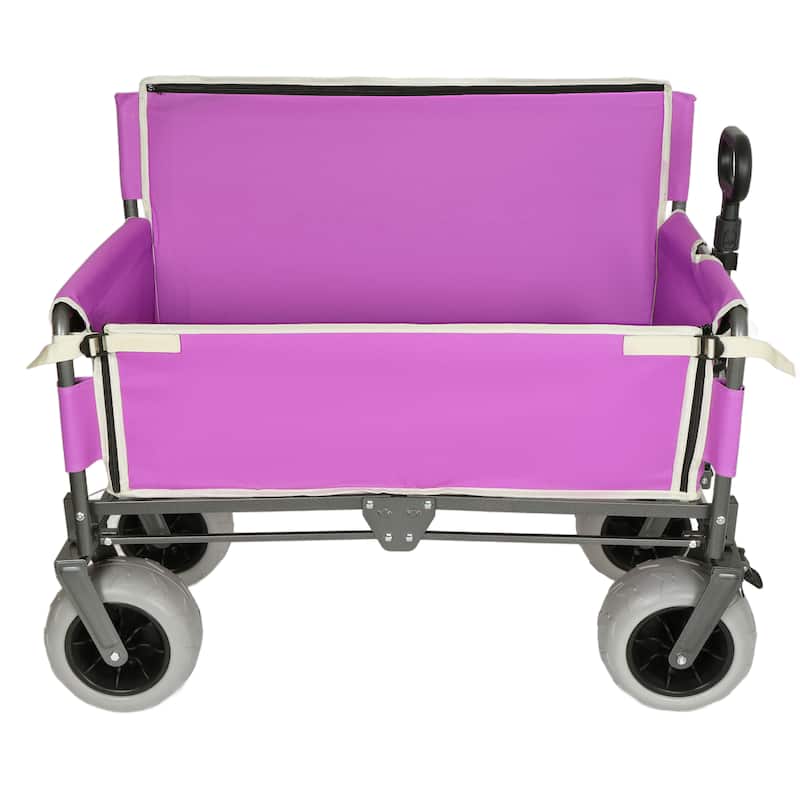 3-in-1 Heavy-Duty Convertible Folding Wagon Cart with Bench Seat & Storage - 500lbs, 180L Capacity Utility Wagon