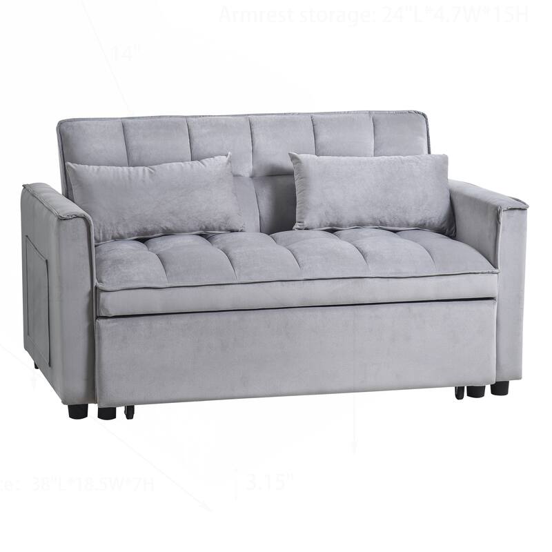 Versatile Convertible Sofa Bed with Reclining Backrest and Extra Pillows for Ultimate Comfort