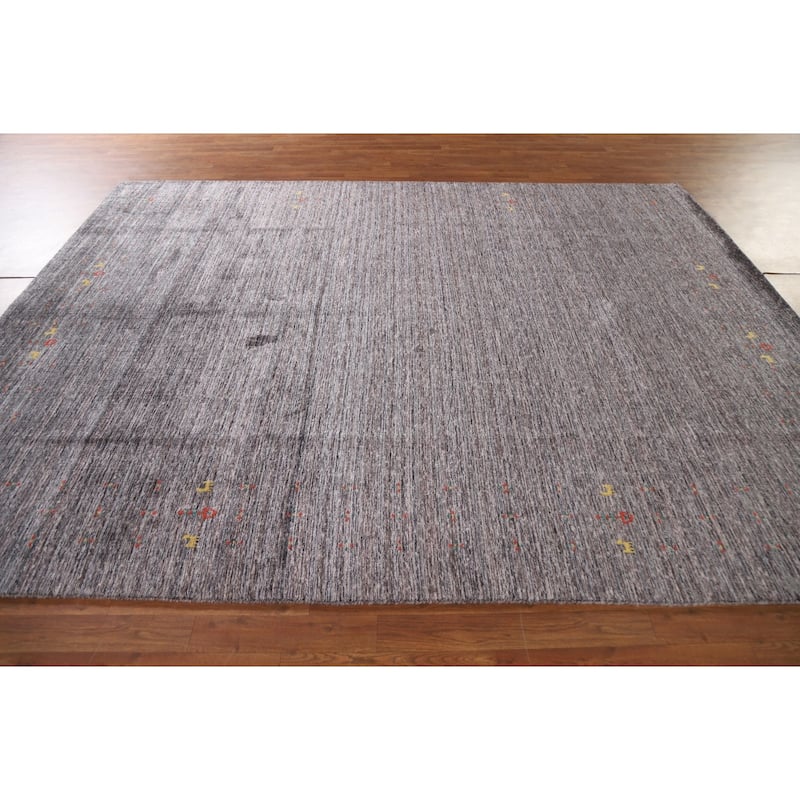 Striped Gabbeh Area Rug Handmade Tribal Wool Carpet - 7'9"x 9'9"