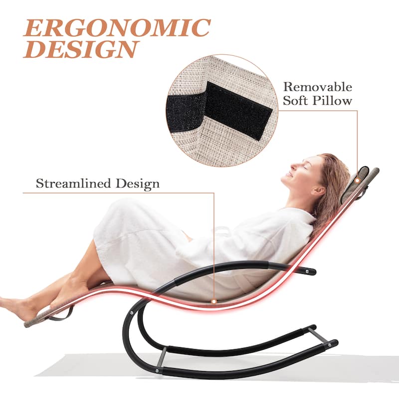 Outdoor Patio Rocking Chairs Curved Rocker Chaise Lounge Chairs (Set of 2) - 57.87" L x 24.70" W x 35.43" H