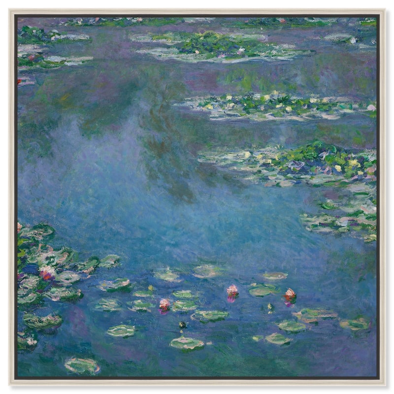 Monet Water Lilies Canvas by Art Remedy - Silver - 24" x 24"