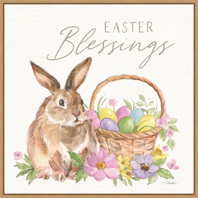 Happy Easter VI Bright by Silvia Vassileva Framed Canvas Art - 22 x 22-inch