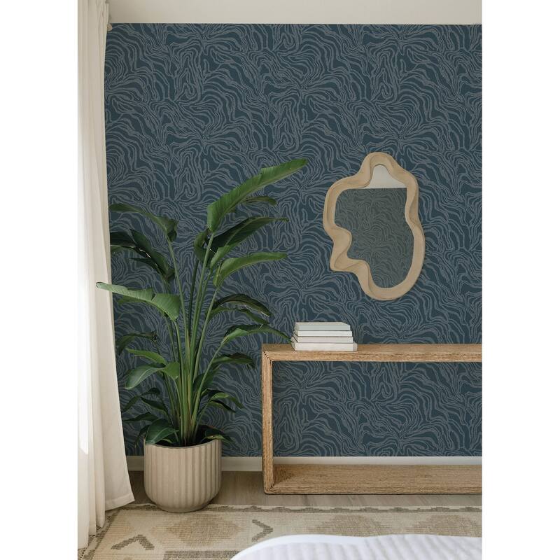 A-Street Prints Massar Teal Modern Marbled Wallpaper