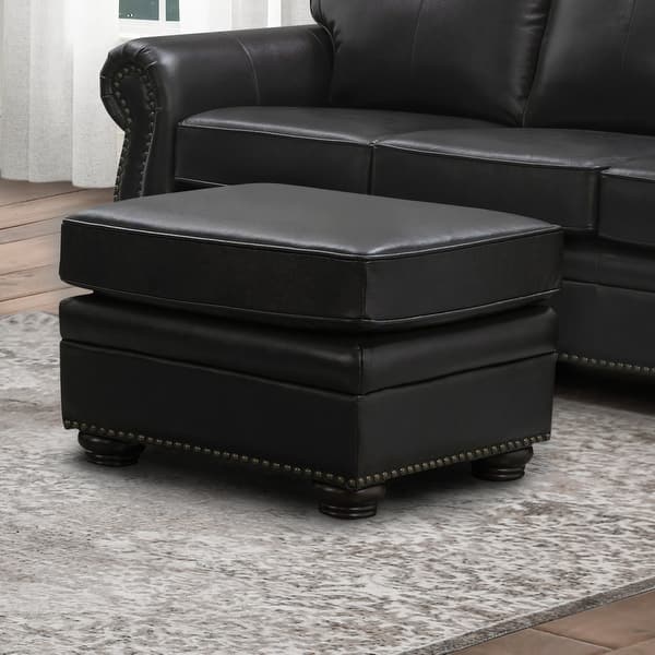 slide 2 of 4, Abbyson Richfield Top Grain Leather Ottoman