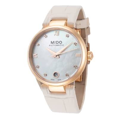 Mido Women's Baroncelli II 33mm Mother-of-Pearl Dial Leather Automatic Watch - Beige - One Size