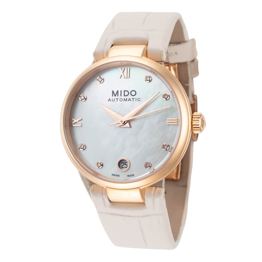 Mido Women's Baroncelli II 33mm Mother-of-Pearl Dial Leather Automatic Watch - Beige - One Size