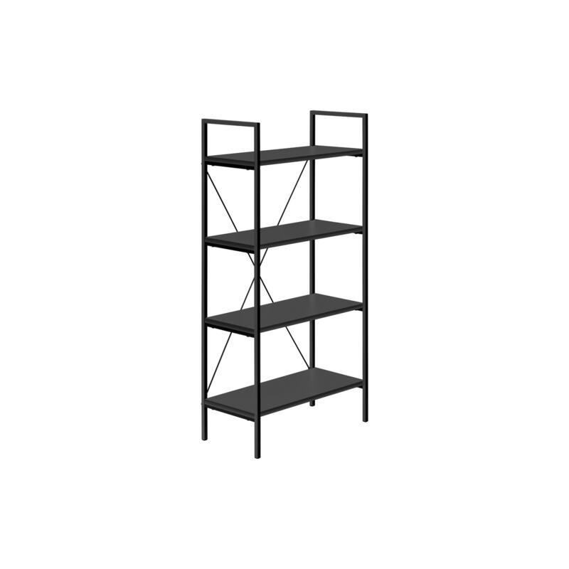 Modern 4 Tier Bookshelf, Contemporary 48"H Metal Frame Bookcase, for Living room Office, Bedroom