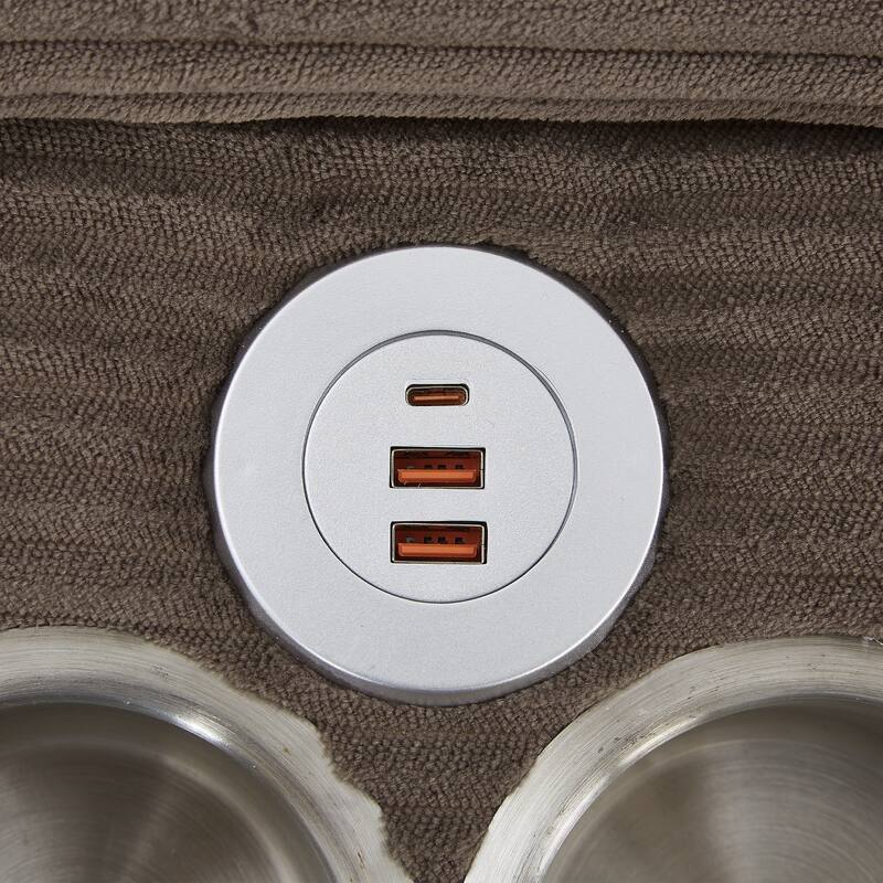 Corduroy Upholstered 4 Seat Sofa, U-shaped Sectional Sofa with Movable Storage Ottomans, Console, Cup Holders and USB Ports