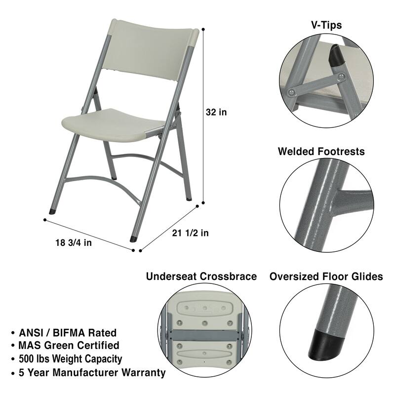 Hampden Furnishings Gwyneth Collection Resin Folding Chair, Pack of 4