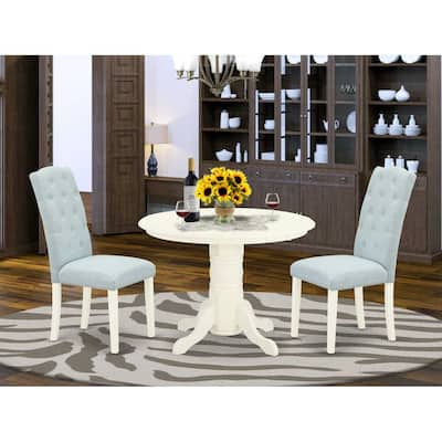 3Pc Dinette Set - Round Dining Table & 2 Parsons Chairs - Kitchen Dining Room Set