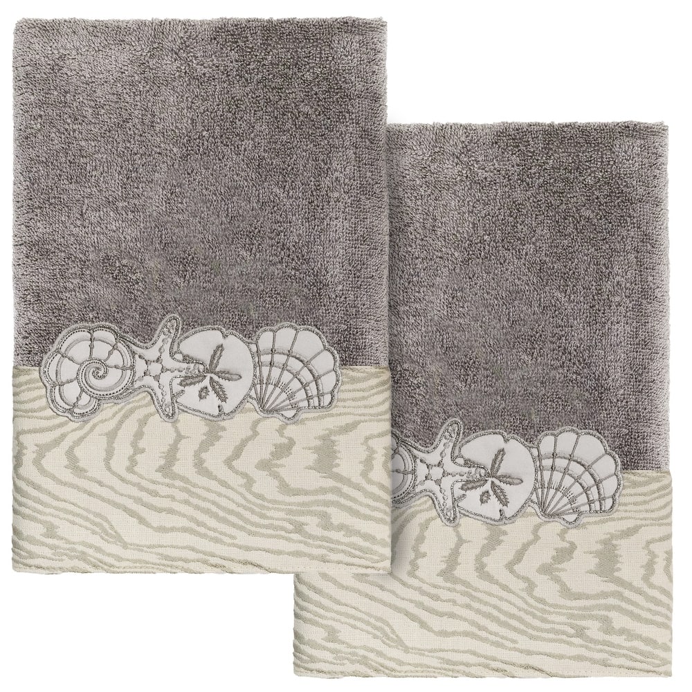 Authentic Hotel and Spa Turkish Cotton Shell Row 2PC Hand Towel Set