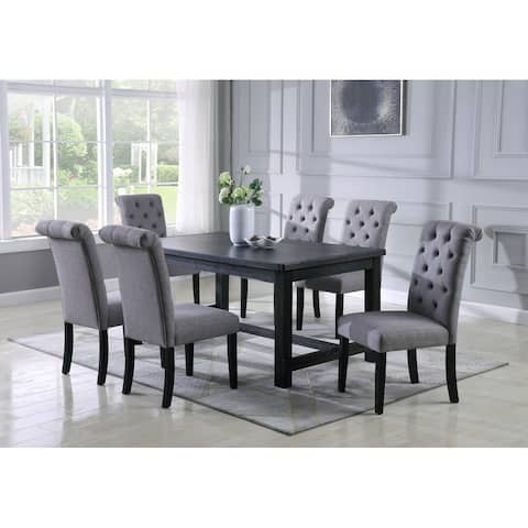 Leviton Antique Black Finished Wood Dining Set, Table with Six Chair