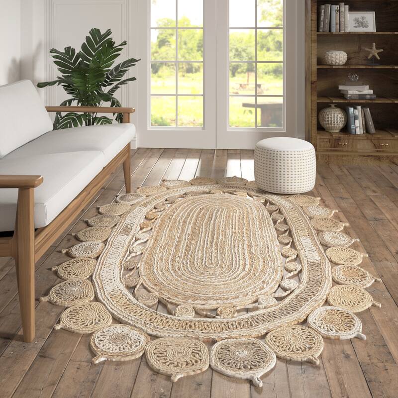 Bera Farmhouse Braided Jute Oval Indoor Area Rug by Sevita