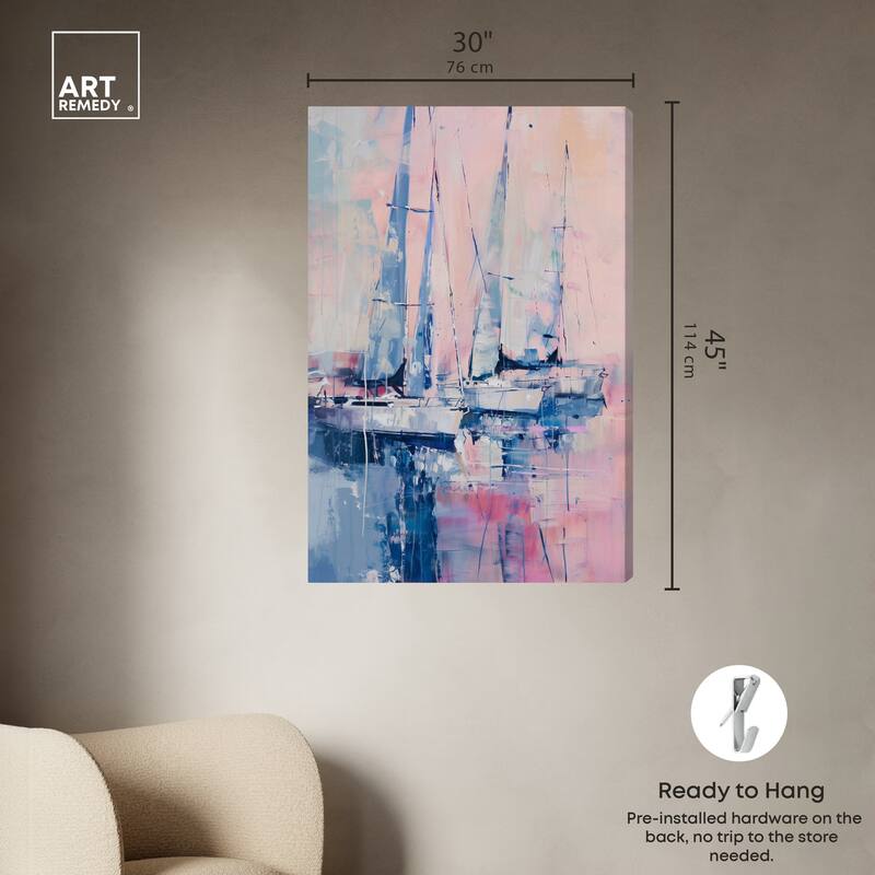 Art Remedy Pastel Sea Breeze Gallery Wrapped Sailing 1 Piece Canvas Wall Art