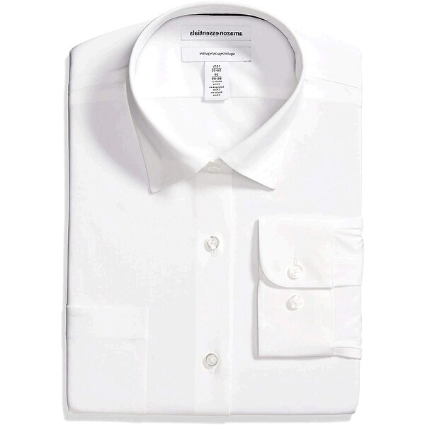 Essentials Men's Regular-Fit Wrinkle-Resistant Stretch Dress Shirt ...
