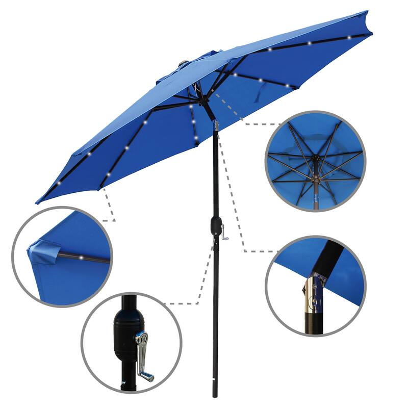 Maypex 9-foot Solar Led Lighted Patio Umbrella with Crank and Tilt