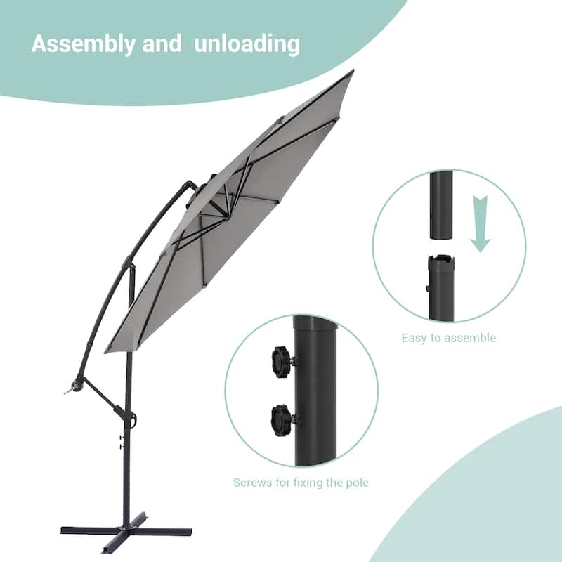 BONOSUKI 10ft Patio Umbrella,Hanging Market Umbrellas w/Tilt Adjustment