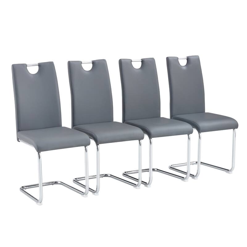Modern Dining Chairs Set of 4, Side Dining Room/Kitchen Chairs, Faux Leather Upholstered Seat and Metal Legs Side Chairs