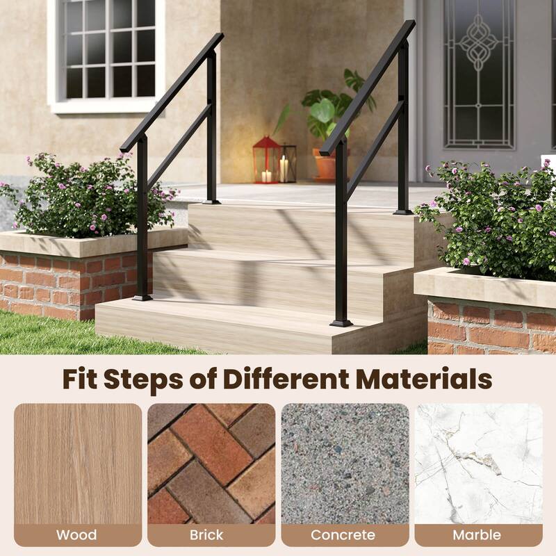 Costway 1/2 PCS Handrail for Outdoor 0-2/0-3 Steps with Flexible Angle