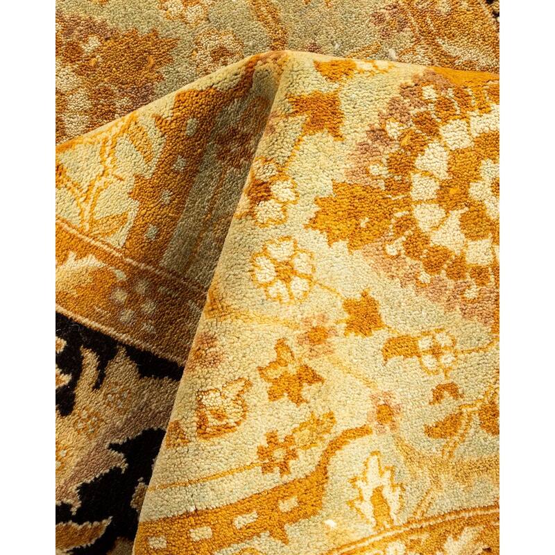 Overton Hand Knotted Wool Vintage Inspired Traditional Ottoman Yellow Area Rug - 4' 3" x 6' 4"