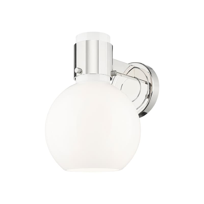 Innovations Lighting 464-1W-9-7 Lawton Sphere Sconce Lawton Sphere 9" - Polished Nickel / Gloss White