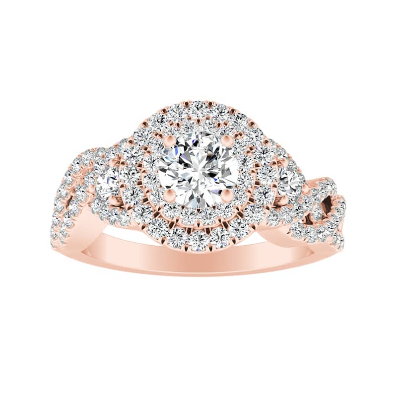Auriya 14k Gold Braided 1 1/6ctw Double Halo Diamond Engagement Ring (G-H, VS1-VS2)