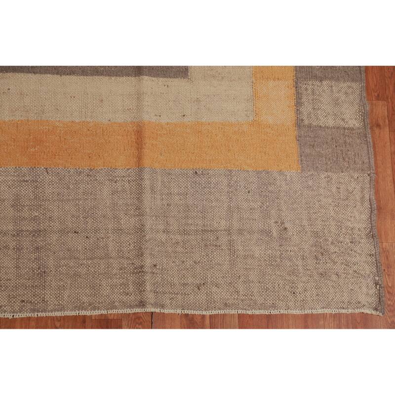 Vegetable Dye Contemporary Kilim Turkish Flatweave Jute Carpet - 9'5" x 12'1"