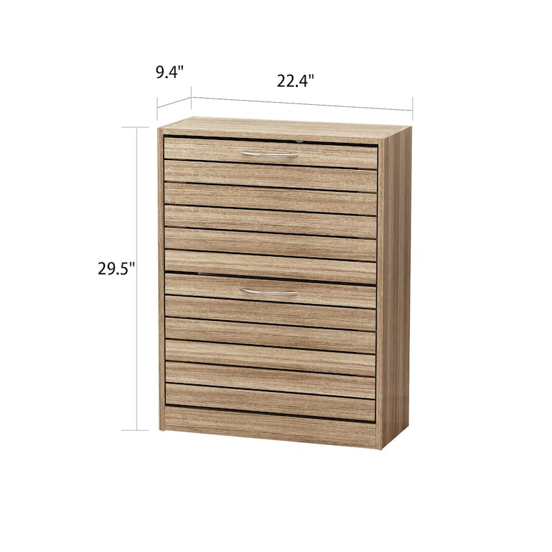 22.4"W Two Drawers Shoe Cabinet,Fold-out Drawer Shoe Organizer