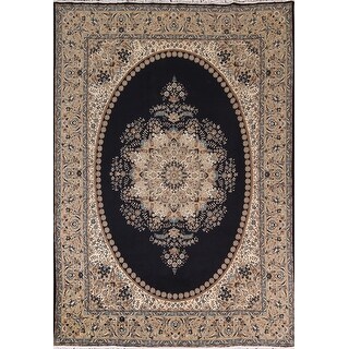 Shokan Area Rug Dark Blue Floral Kashan Turkish Area Rug Machine Made Carpet - 8'0