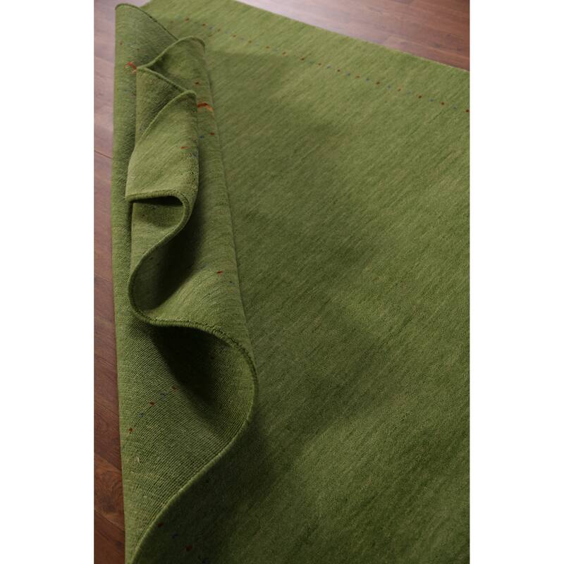 Hand Knotted Oriental 100% Wool Carpet Tribal Animal Pictorial Green Gabbeh Area Rug - 7' 7'' X 5' 4''